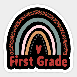 First Grade Gift Leopard Rainbow Sticker